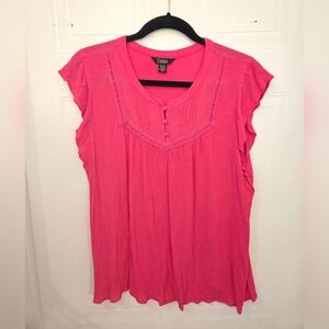 Dalia XL Pink Scoop Neck Lightweight Women's Top Blouse
